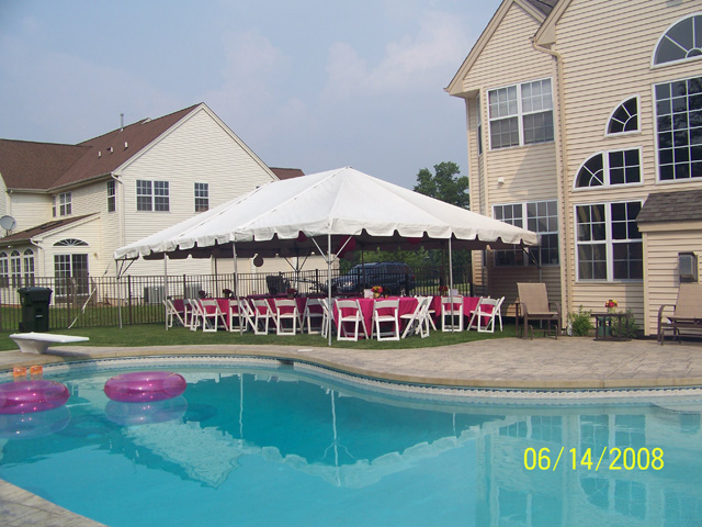 Frame Tent with 60″ Round Tables & White Padded Chairs : T&L Catering ...